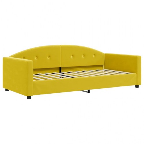 Daybed 90x200 cm i velour - gul sengeramme/sovesofa