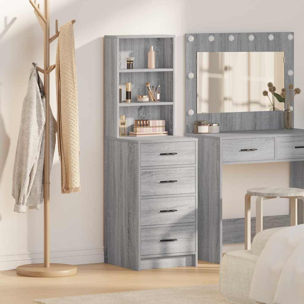 Highboard i grå sonoma-eg - 40 × 41 × 135 cm, konstrueret træ