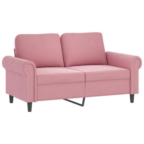 Sofasæt i velour med puder - 3 dele, lyserød