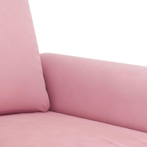 Sofasæt i velour med puder - 3 dele, lyserød