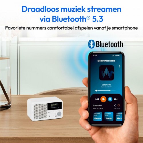 Bærbar radio Medion mini, hvid - DAB/digital, Bluetooth 5.3