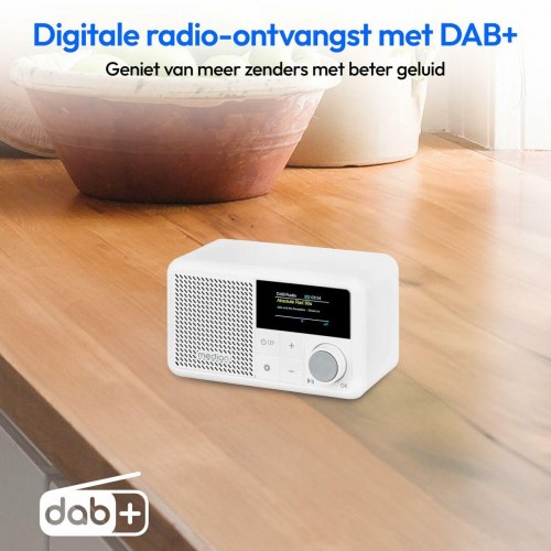 Bærbar radio Medion mini, hvid - DAB/digital, Bluetooth 5.3