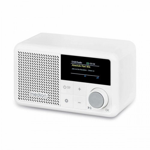 Bærbar radio Medion mini, hvid - DAB/digital, Bluetooth 5.3