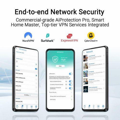 WiFi router Asus - sort, USB 3.2, RJ45 Ethernet LAN