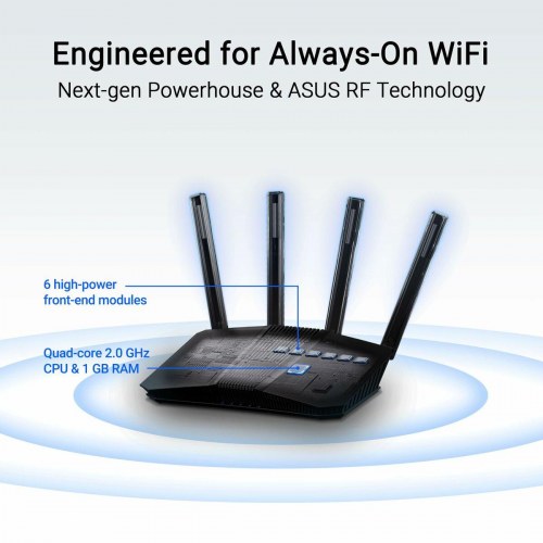 WiFi router Asus - sort, USB 3.2, RJ45 Ethernet LAN
