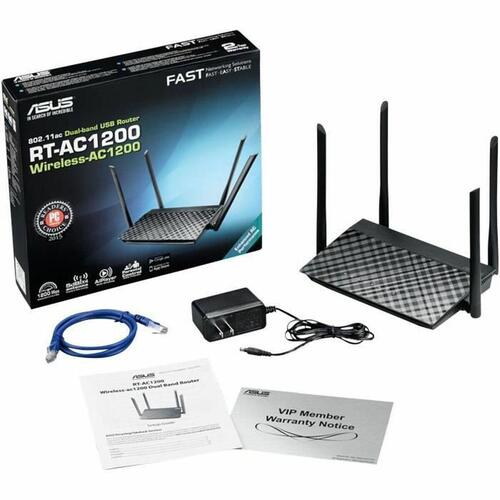 Wi-Fi router Asus RT-AC1200 v2 - 5 GHz, RJ45, sort