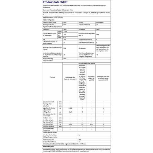 Køle-fryseskab Haier HFR5719EWMG 190 cm - sølv, fransk dør