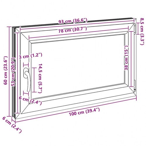 Kældervindue "RISOR" 100x60 cm dreje-kip DIN højre hvid