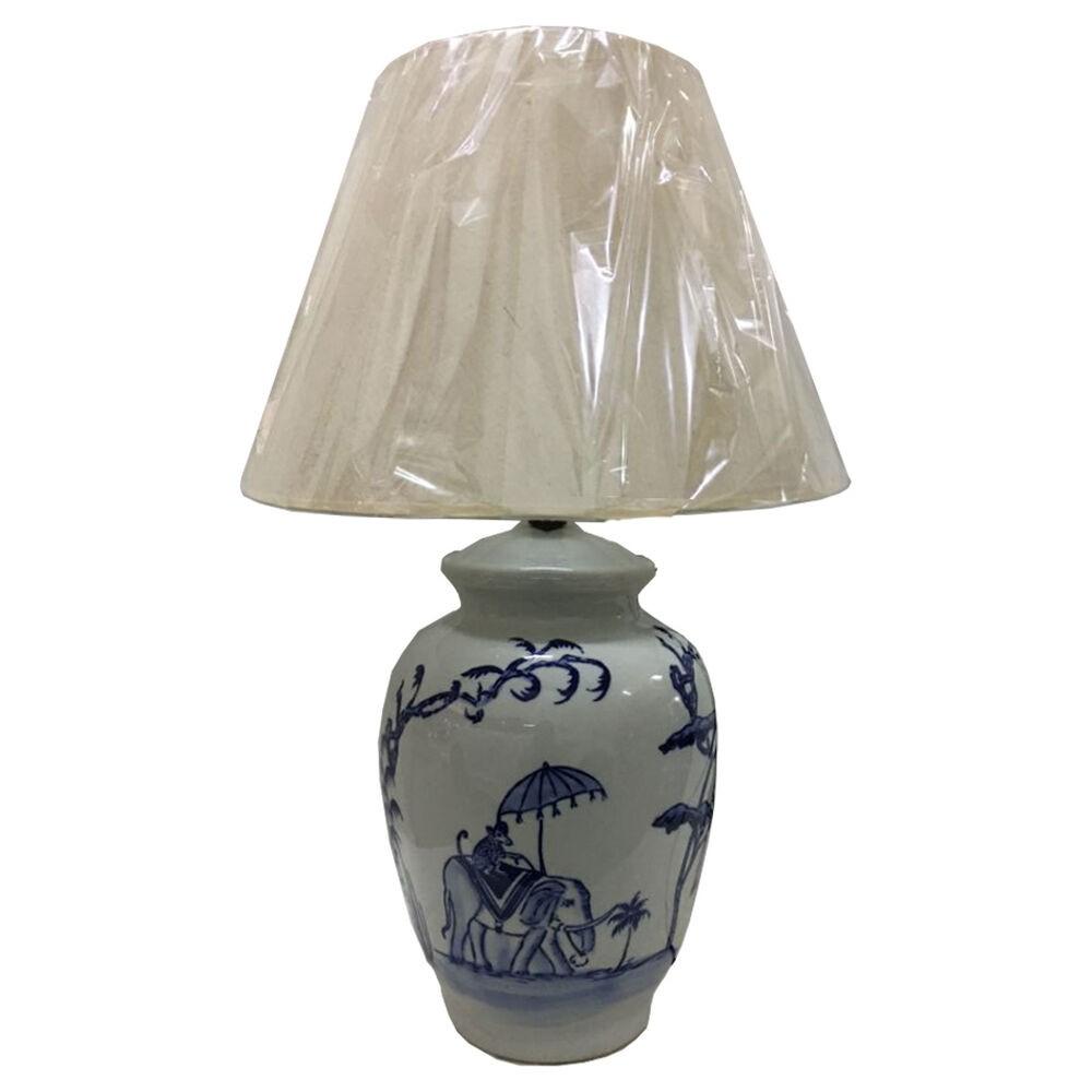 Bordlampe Blå Hvid Porcelæn Elefant (40 x 40 x 60 cm)