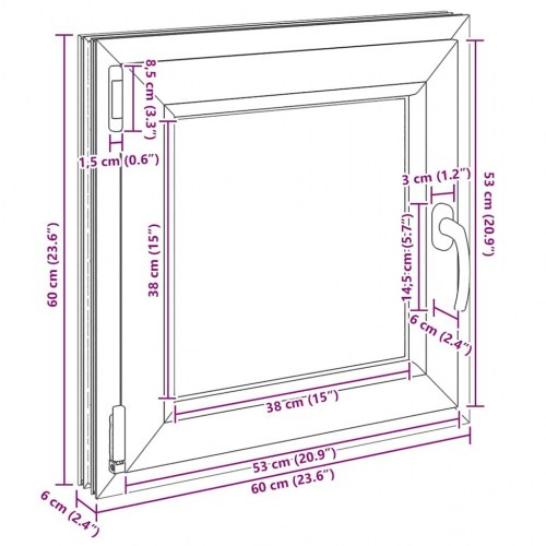 Kældervindue RISOR 60x60 cm Tilt&Drej DIN venstre hvid