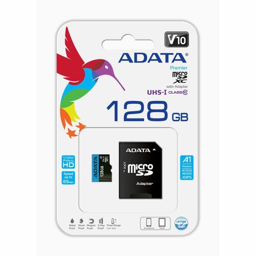 MicroSD-hukommelseskort Adata 128 GB med SD-adapter