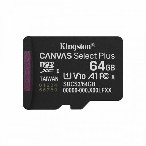 MicroSD-kort Kingston 64 GB med adapter (Canvas Select Plus, UHS-I U1)