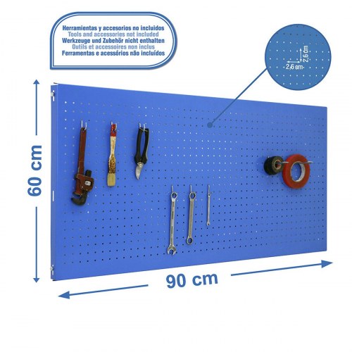 Værktøjstavle Simon Rack - blå metal, 90 × 60 cm
