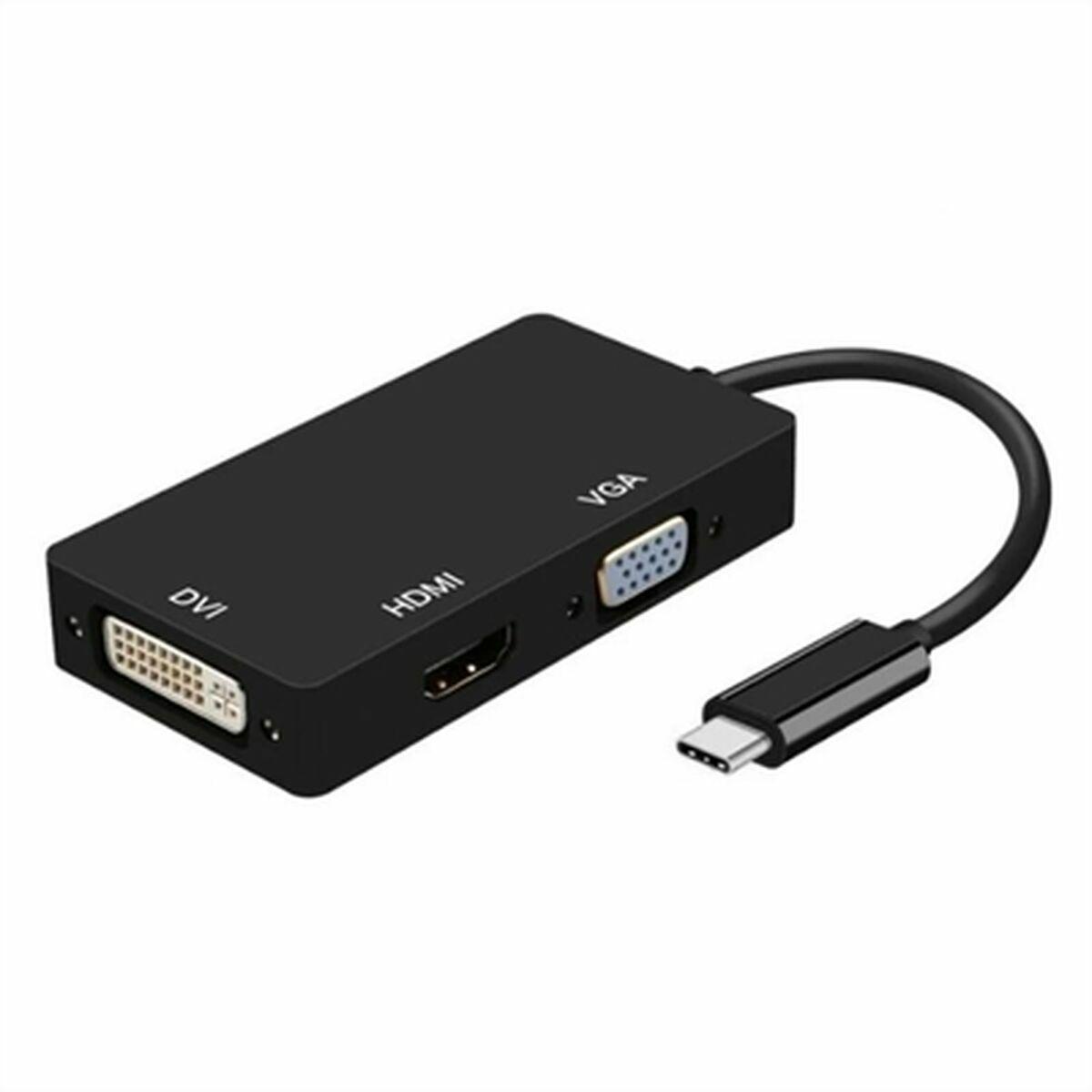 USB-C adapter til VGA/HDMI/DVI - Aisens - Sort 15 cm