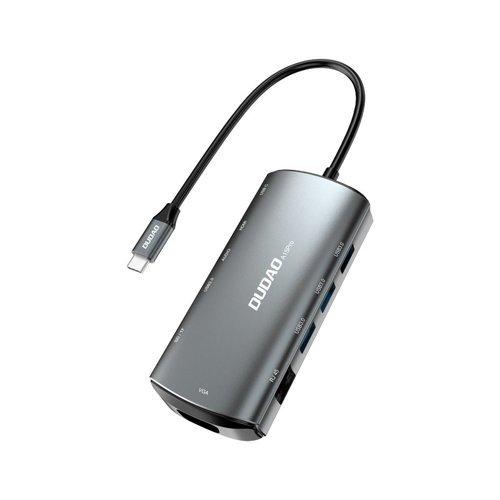DUDAO 11 i 1 USB-C Hub. USB-C PD 60W, HDMI, 3xUSB 3.0, RJ45, VGA mm. 60W USB Dock.