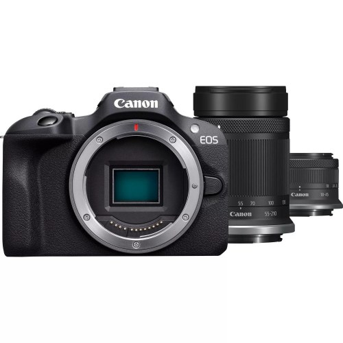 Spejlløst kamera Canon EOS R100 24,1 MP - sort - inkl. RF-S 18-45 mm IS STM og 55-210 mm IS STM
