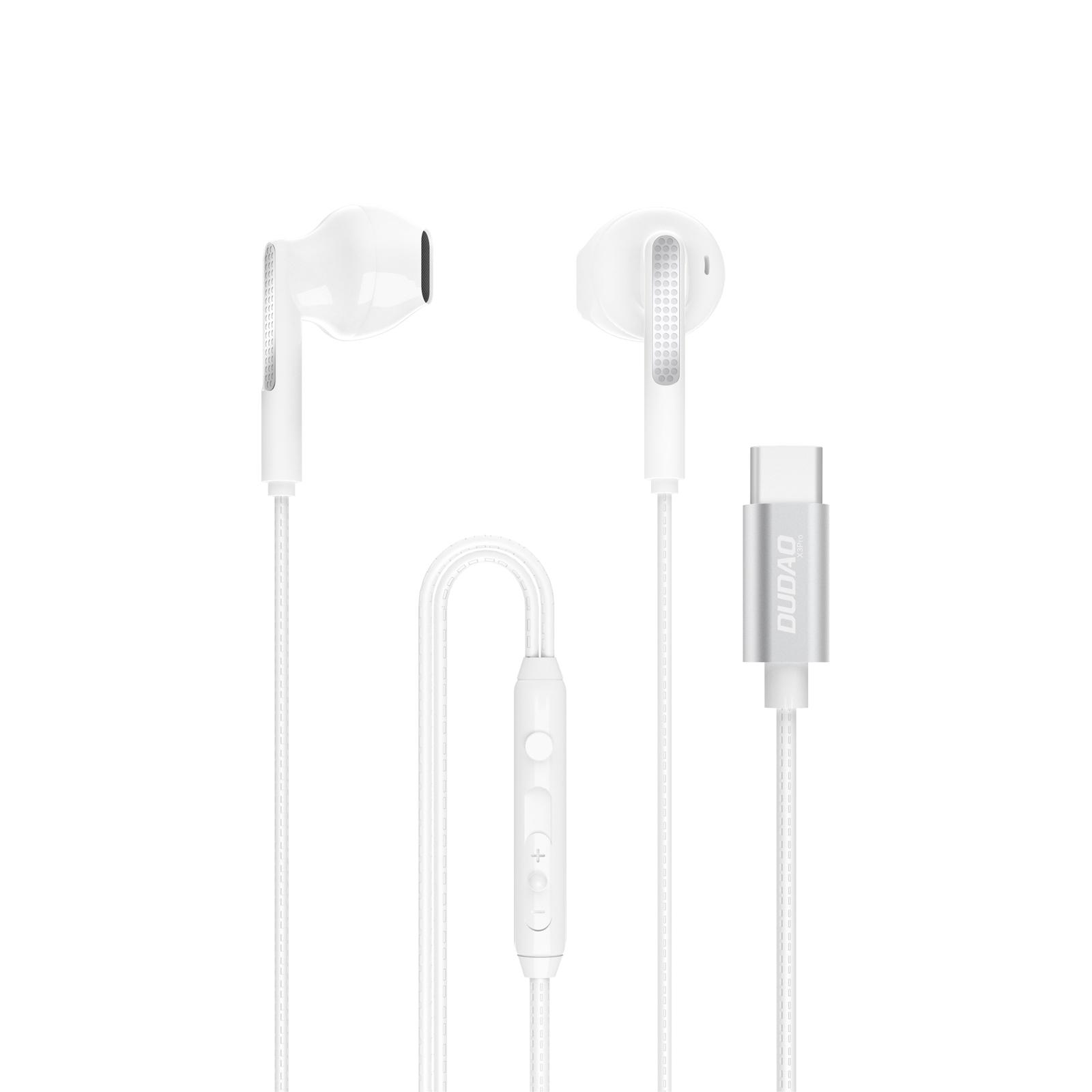USB-C øretelefoner Dudao X3Pro med mikrofon 1,2 m - hvid