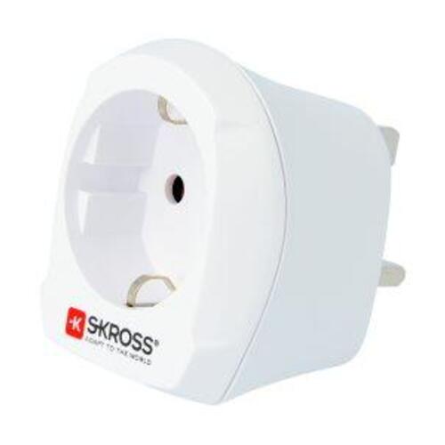 Rejseadapter til UK – SKROSS, Europa (CEE 7/7 & Europlug) til BS 1363, hvid