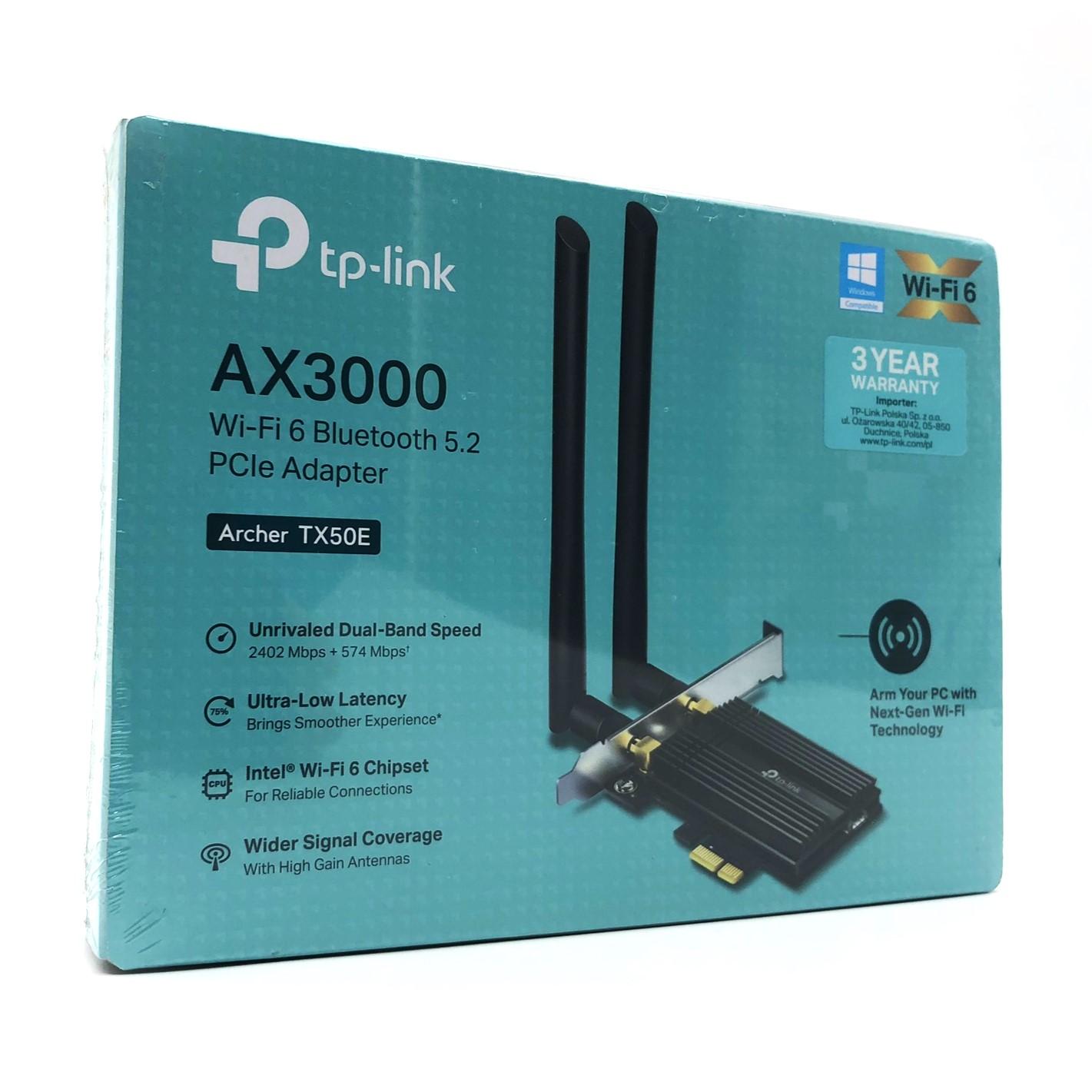 Wi-Fi 6 netværkskort PCIe x1 - TP-Link Archer TX50E med Bluetooth 5.0 billede