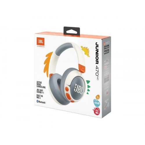 Hovedtelefoner børn JBL Junior 470NC – trådløs/med kabel – grå/orange/hvid