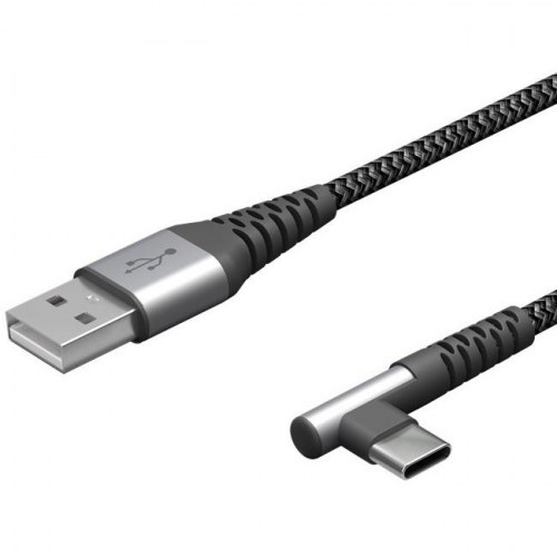 USB-C kabel 90° vinkel - Goobay 0,5 m (sølv/sort)