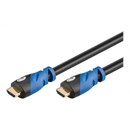 HDMI-kabel 2.0 med Ethernet – Goobay – 1 m (sort/blå)