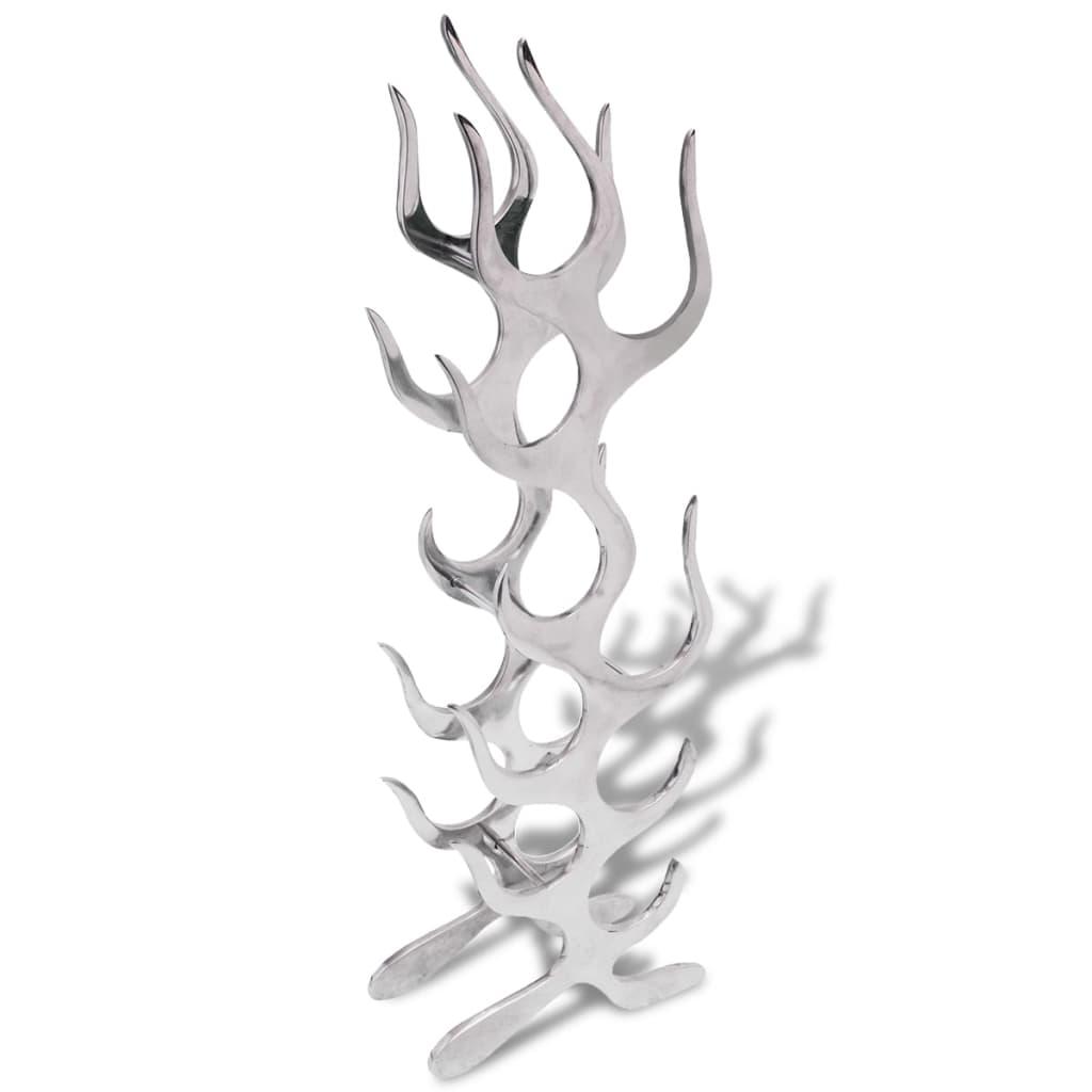 Vinreol i aluminium - flammedesign, sølvfarvet, 9 flasker