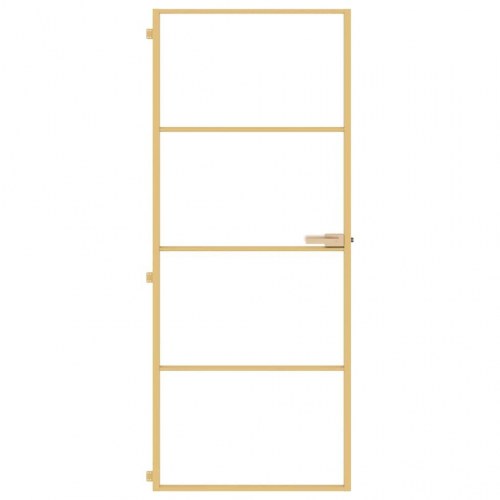 Indvendig glasdør 83 x 201,5 cm - hærdet, matteret glas og guldfarvet aluminium