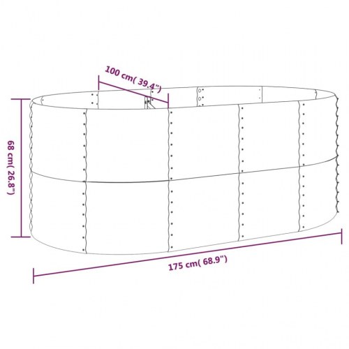 Plantekasse i galvaniseret stål 175 x 100 x 68 cm - brun