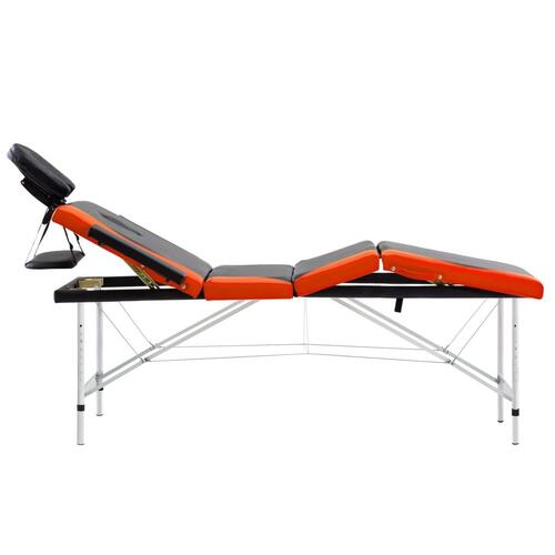 Foldbart massagebord 4 zoner aluminium sort og orange