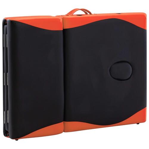 Foldbart massagebord 4 zoner aluminium sort og orange