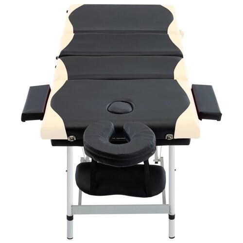 Foldbart massagebord 4 zoner aluminium sort og beige