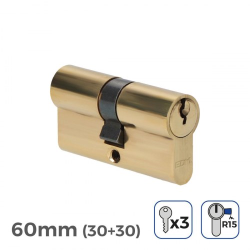 Cylinderrør-lås 60 mm (30+30) EDM - gylden kobber