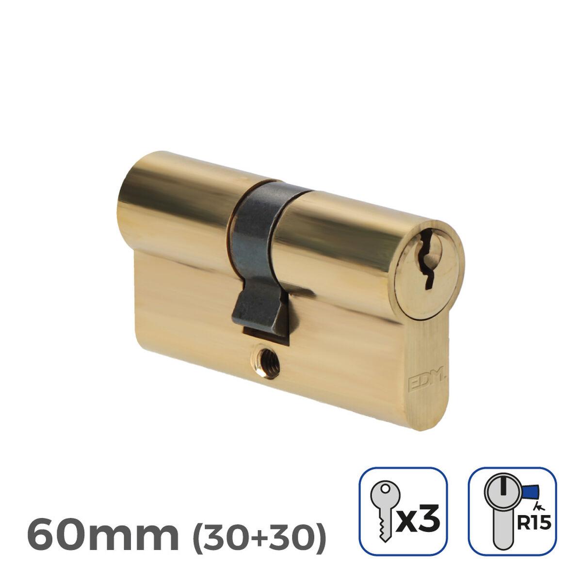 Cylinderrør-lås 60 mm (30+30) EDM - gylden kobber