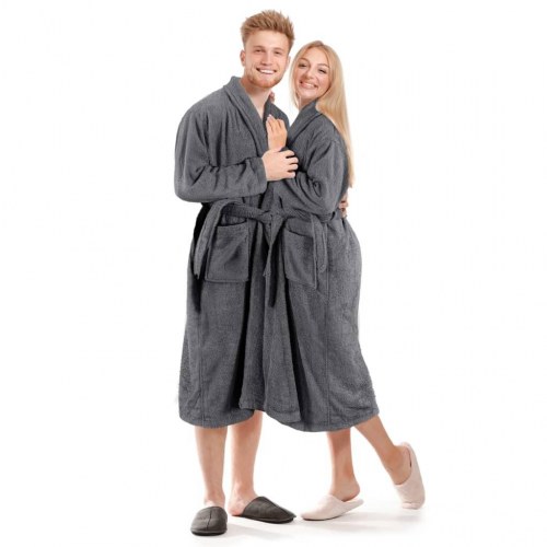 Frottebadekåbe unisex 100 % bomuld antracitgrå M
