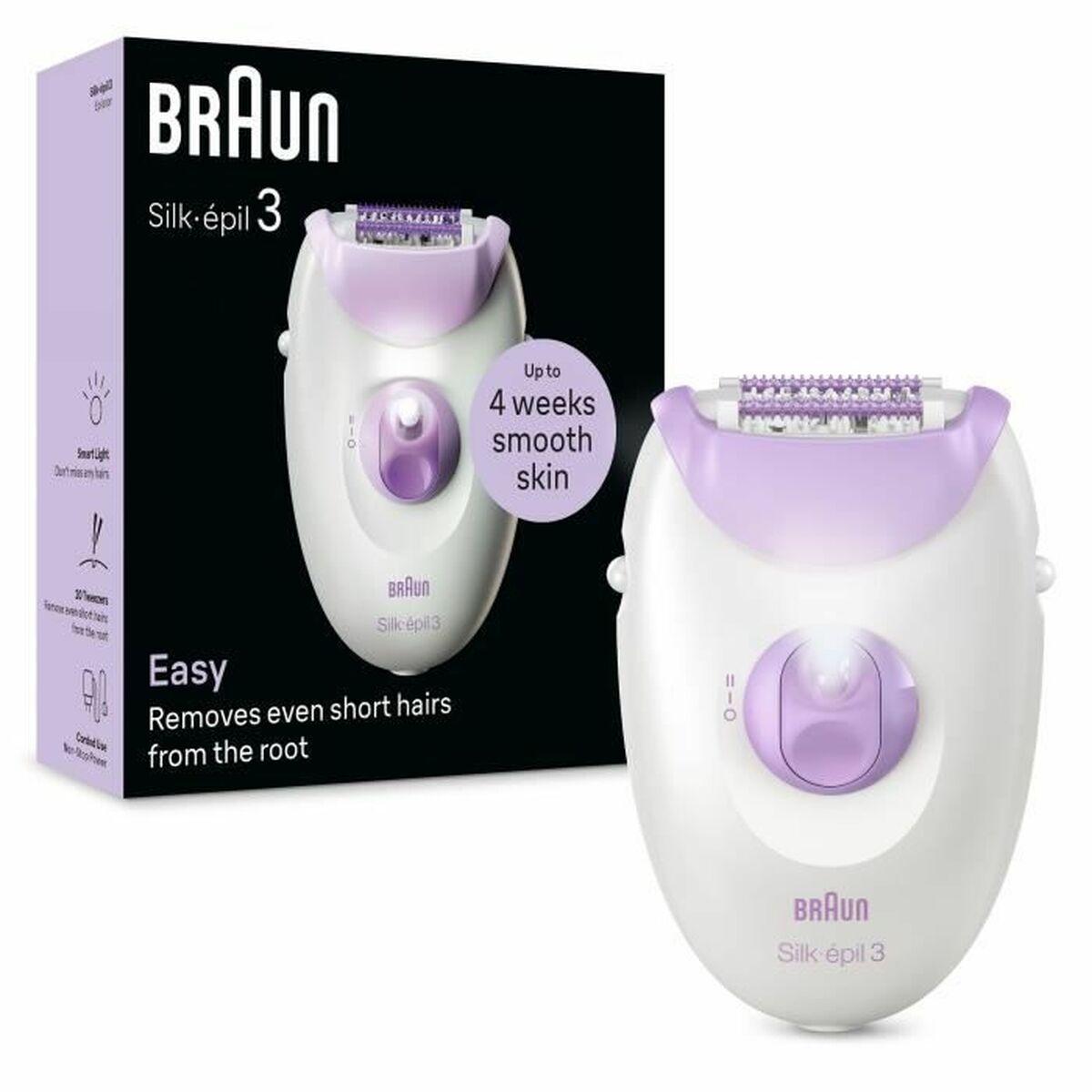 Epilator Braun Silk-épil 3 Elektrisk Hårfjerner Hvid/lilla