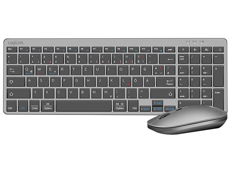 Trådløst tastatur og mus – LogiLink Dual?Mode (Nordisk)