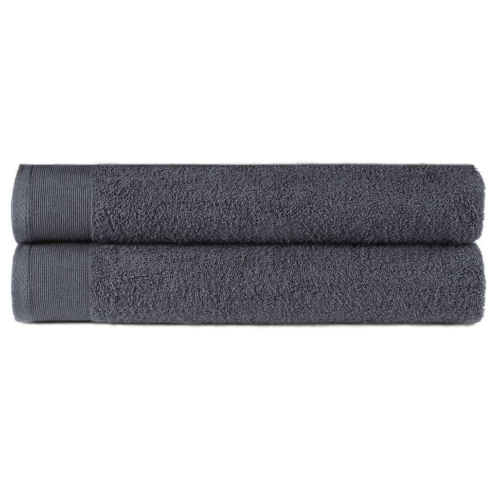 Badehåndklæder 2 stk. bomuld 450 gsm 70x140 cm antracitgrå