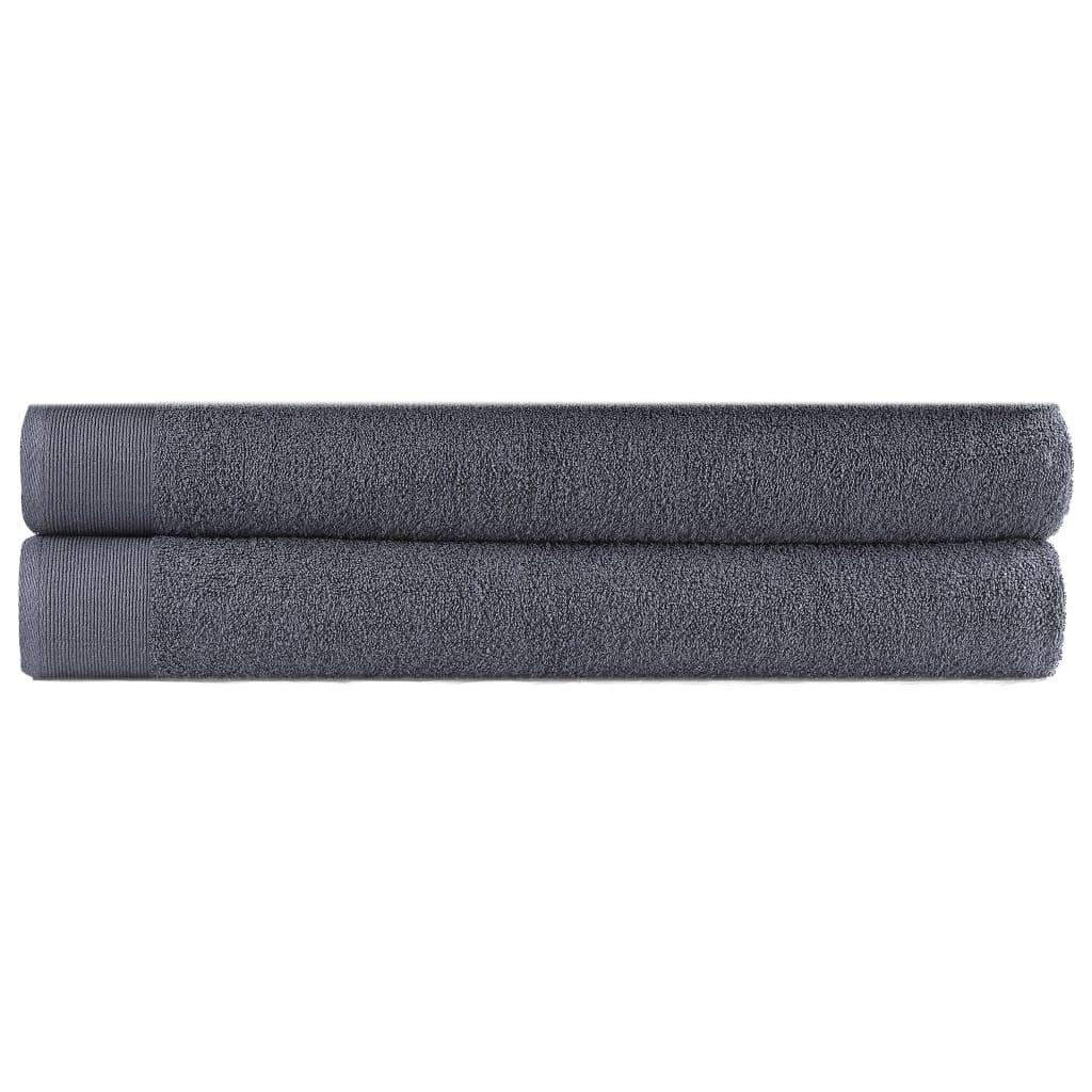 Saunahåndklæder 2 stk. bomuld 450 gsm 80x200 cm antracitgrå
