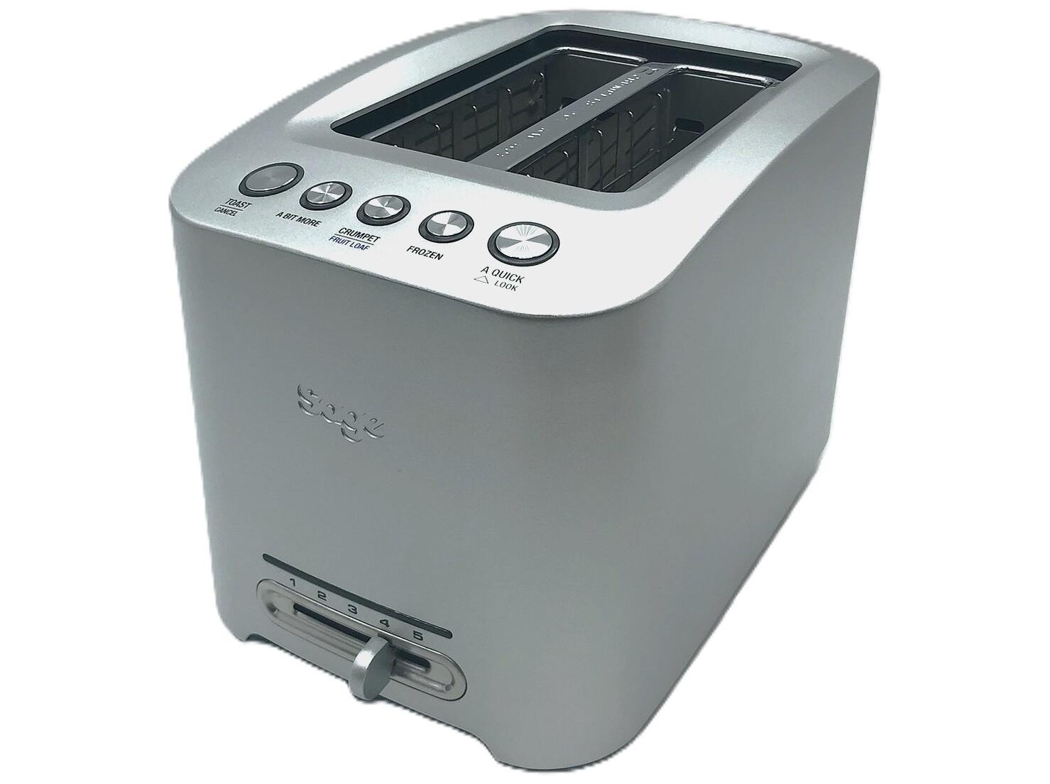 Brødrister 2-skiver Sage the Smart Toast – sølv