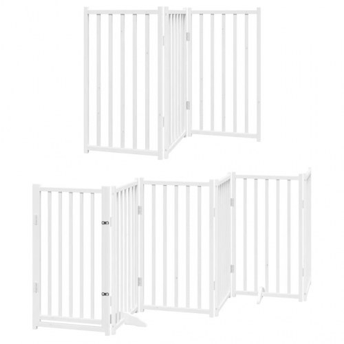 Hundelåge med dør 12 paneler 600 cm foldbar hvid