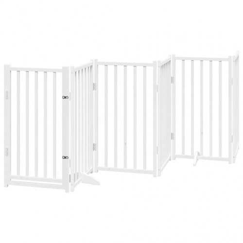 Hundelåge med dør 12 paneler 600 cm foldbar hvid