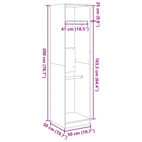 Klædeskab 50 x 50 x 200 cm i konstrueret træ