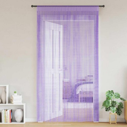 Trådgardiner 2 stk. 100×250 cm - lilla snoregardin