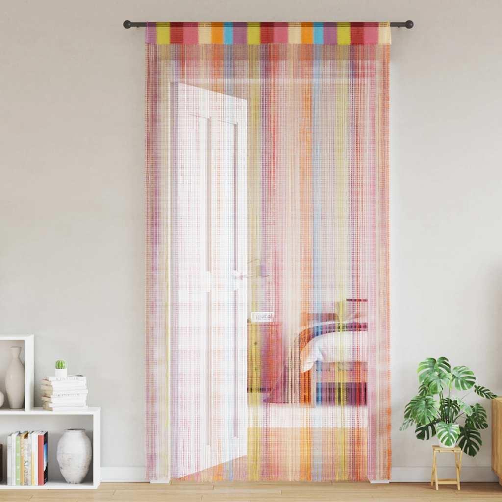 Trådgardiner 2 stk. 100×250 cm - flerfarvet snoregardin