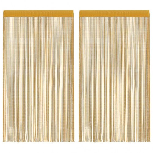 Trådgardiner 2 stk. 140×250 cm - gylden snoregardin med stanglomme