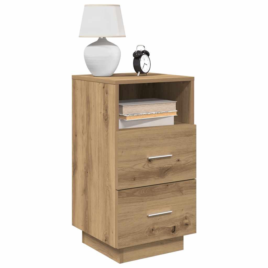 Sengeborde 2 stk. med 2 skuffer 36x36x68 cm kunsteg