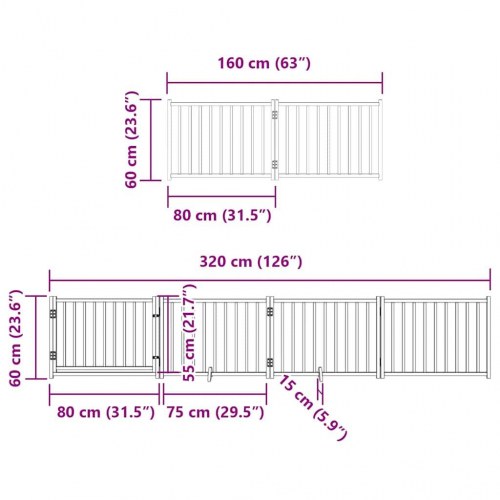 Hundelåge med dør 12 paneler 960 cm foldbar poppeltræ