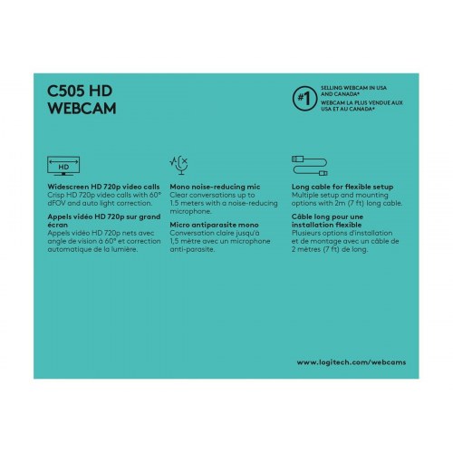 Webkamera Logitech C505 720p med mikrofon og USB-kabel