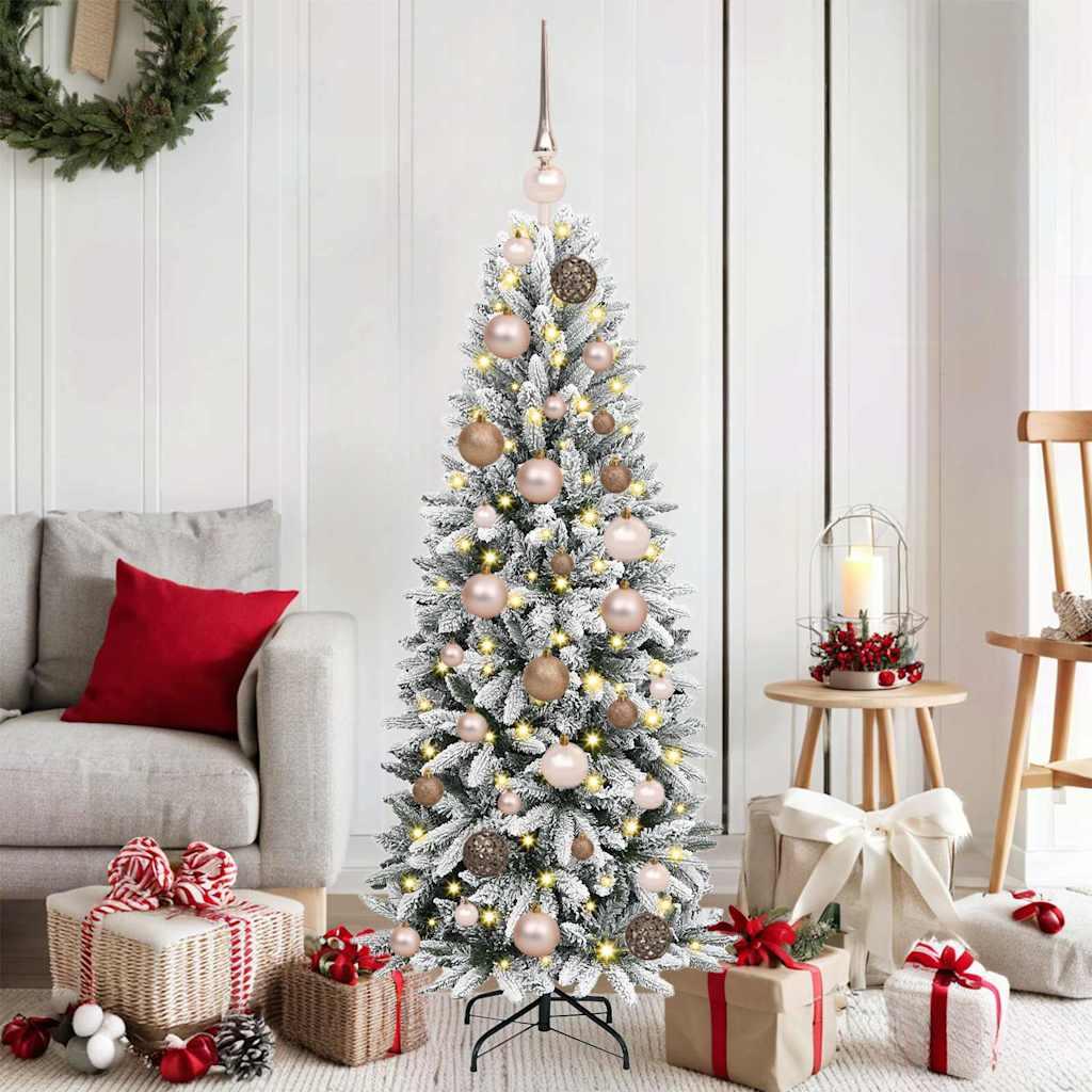 Kunstigt juletræ - hvid 120 cm med varm-hvide LED-lys